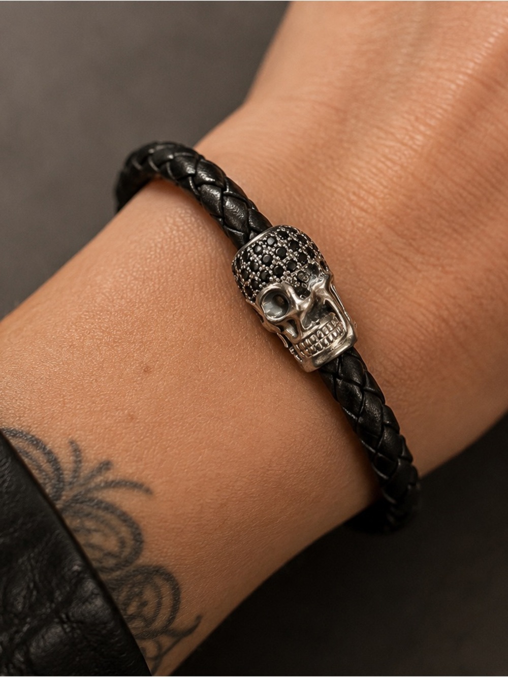 Thomas Sabo Black and Silver Braided Leather Bracelet